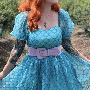Blue Mermaid Scale Mini Dress